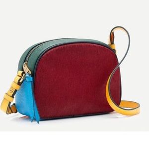 EUC. J. Crew Devon Calf Hair Colorblock Camera Bag